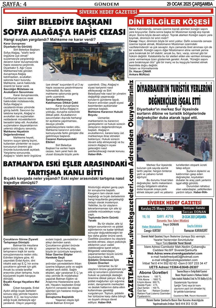 29.01.2025 Tarihli Gazetemiz