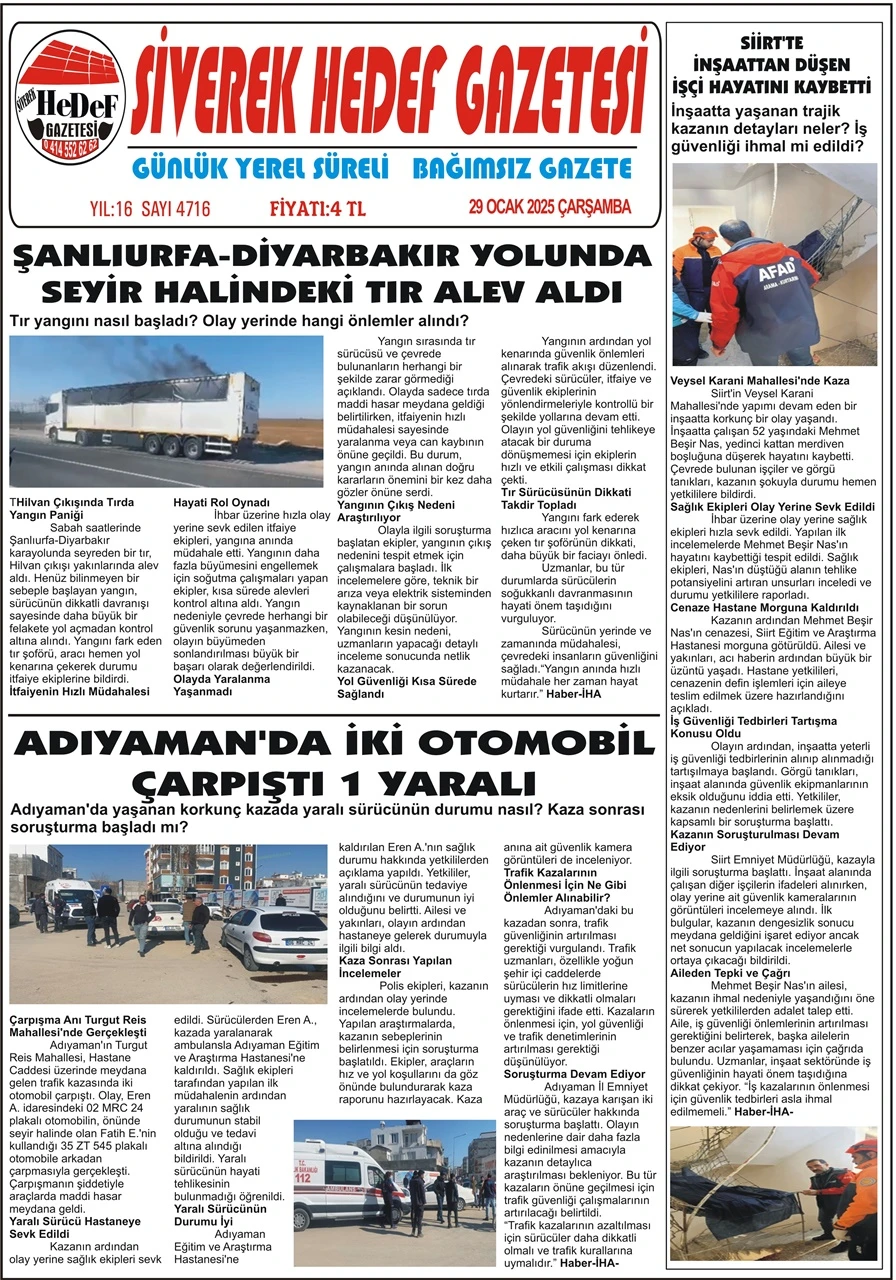 29.01.2025 Tarihli Gazetemiz