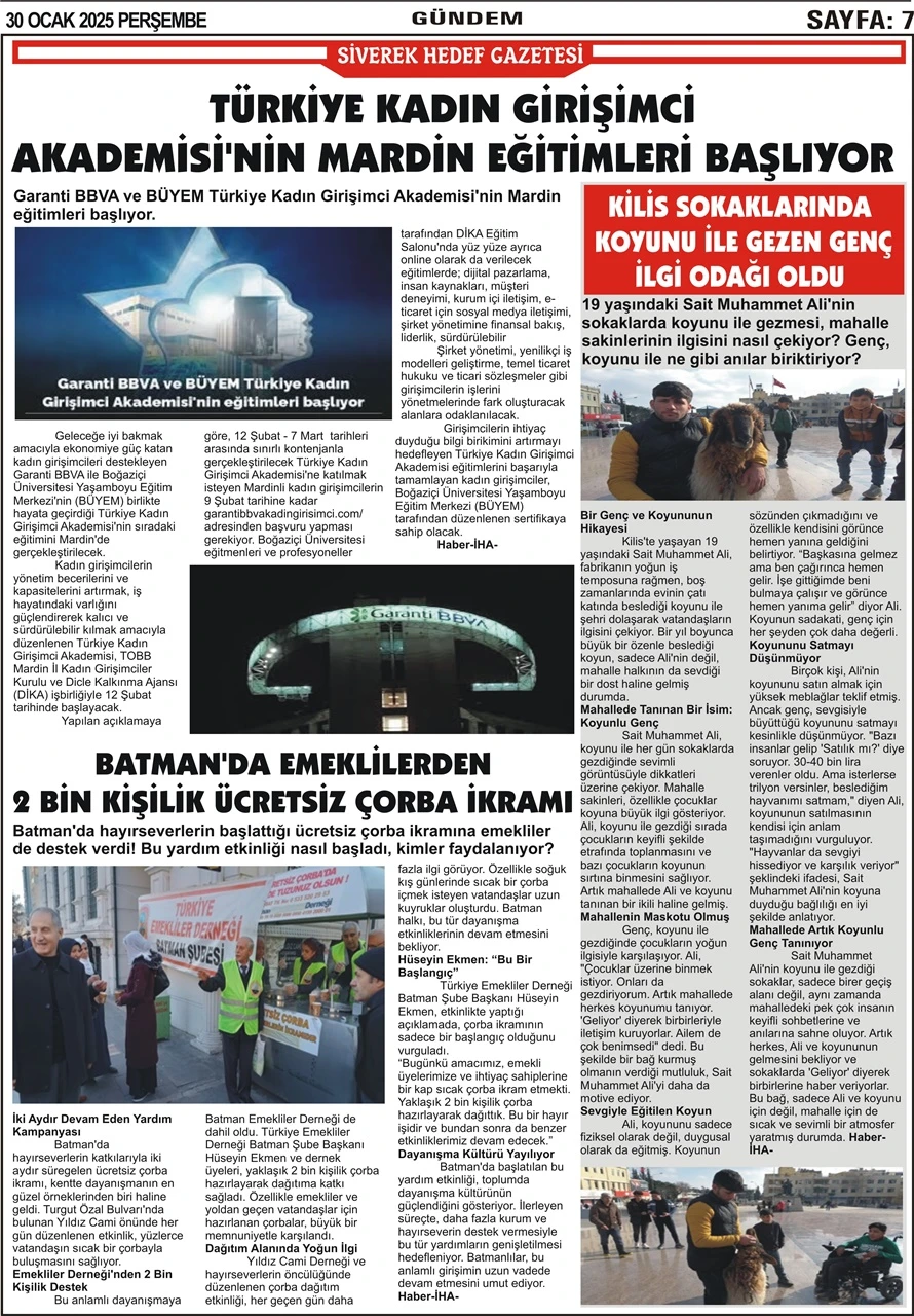 30.01.2025 Tarihli Gazetemiz