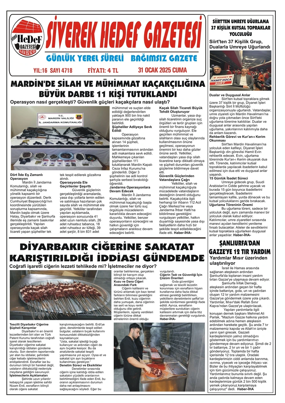 31.01.2025 Tarihli Gazetemiz