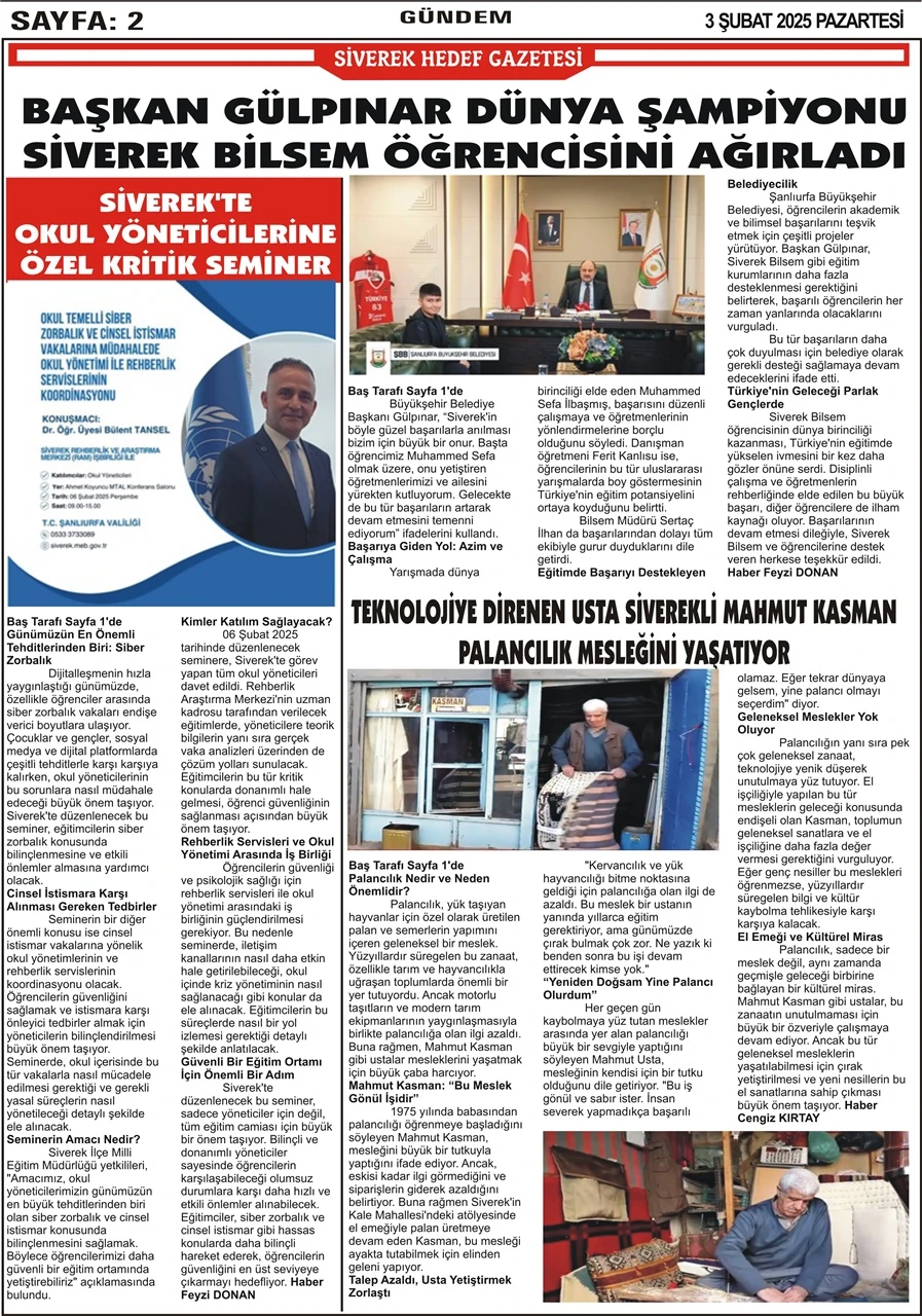 3.01.2025 Tarihli Gazetemiz