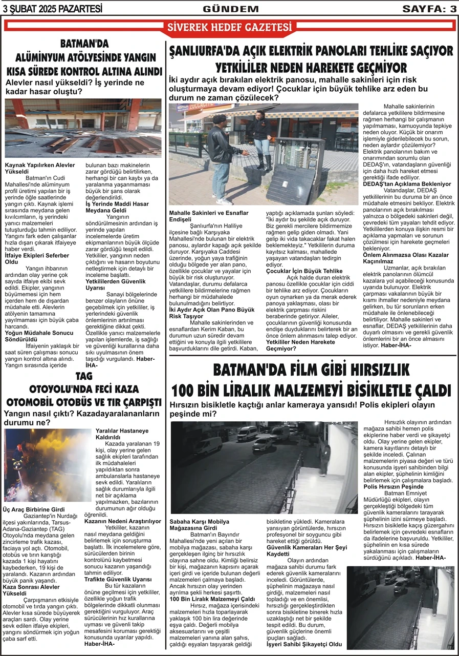 3.01.2025 Tarihli Gazetemiz