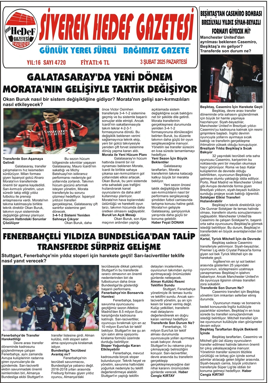 3.01.2025 Tarihli Gazetemiz