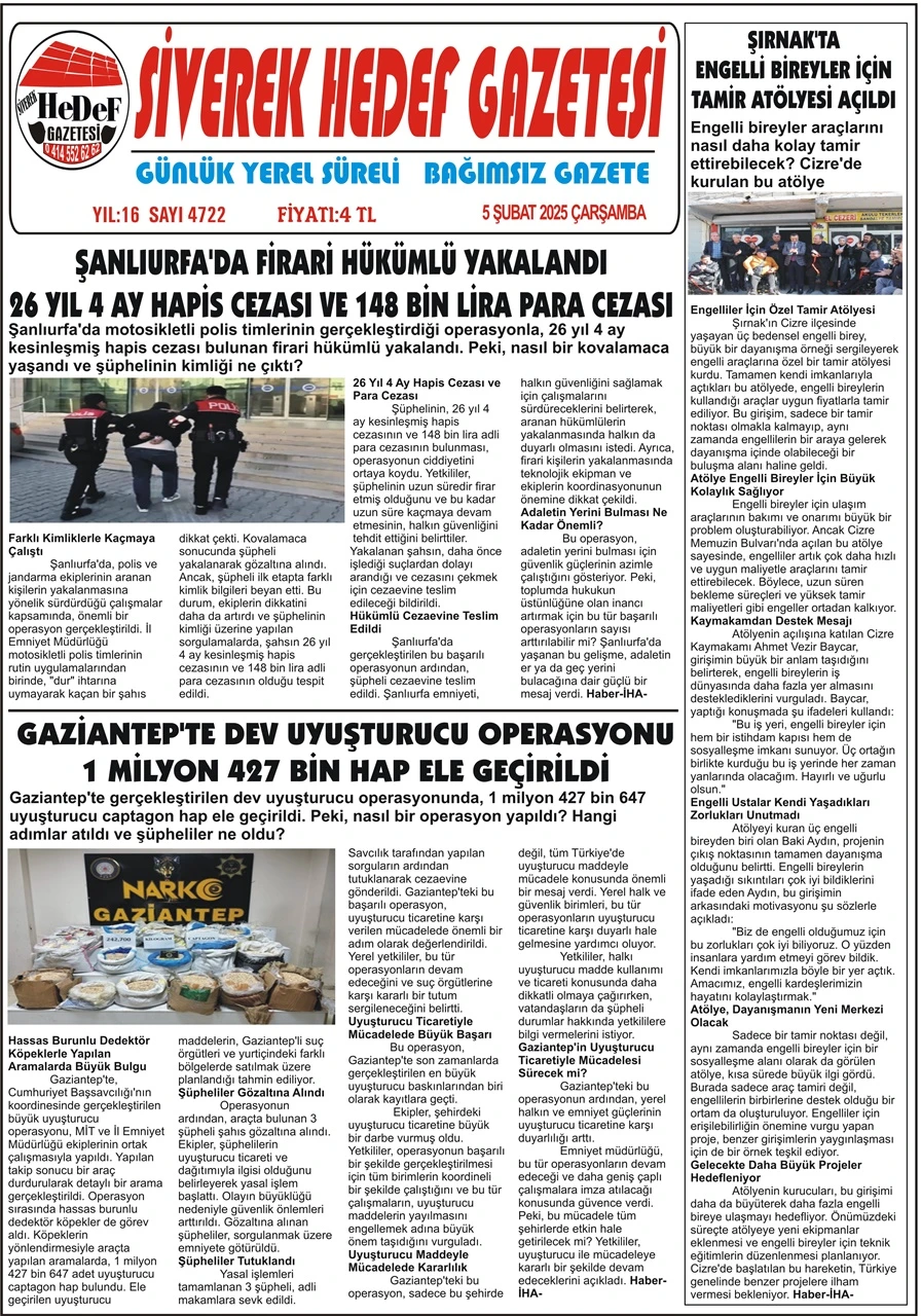 5.02.2025 Tarihli Gazetemiz