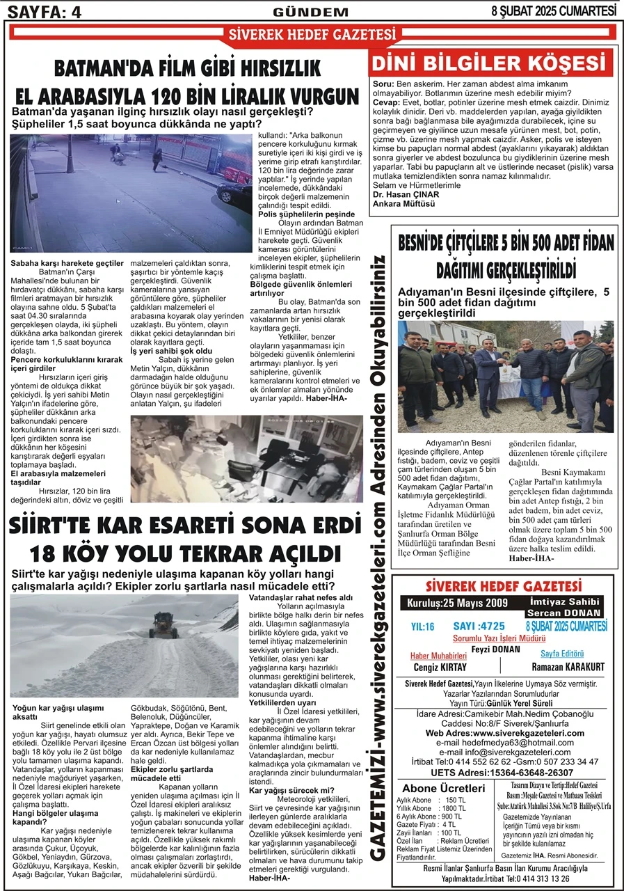 8.02.2025 Tarihli Gazetemiz