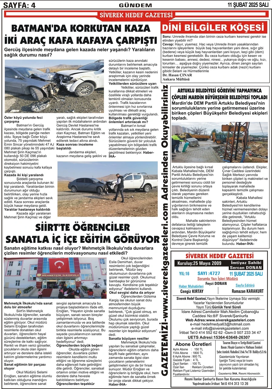 11.02.2025 Tarihli Gazetemiz