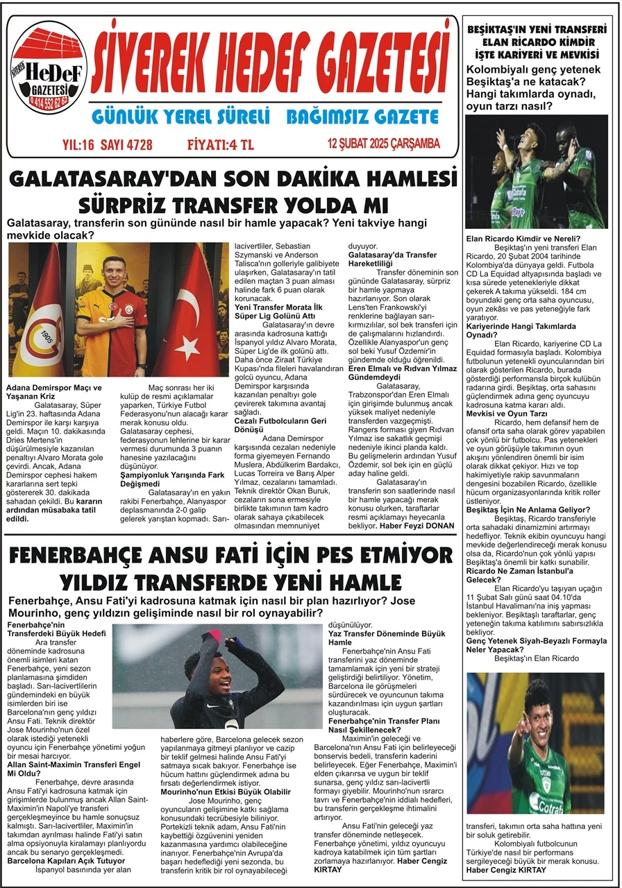 12.02.2025 Tarihli Gazetemiz