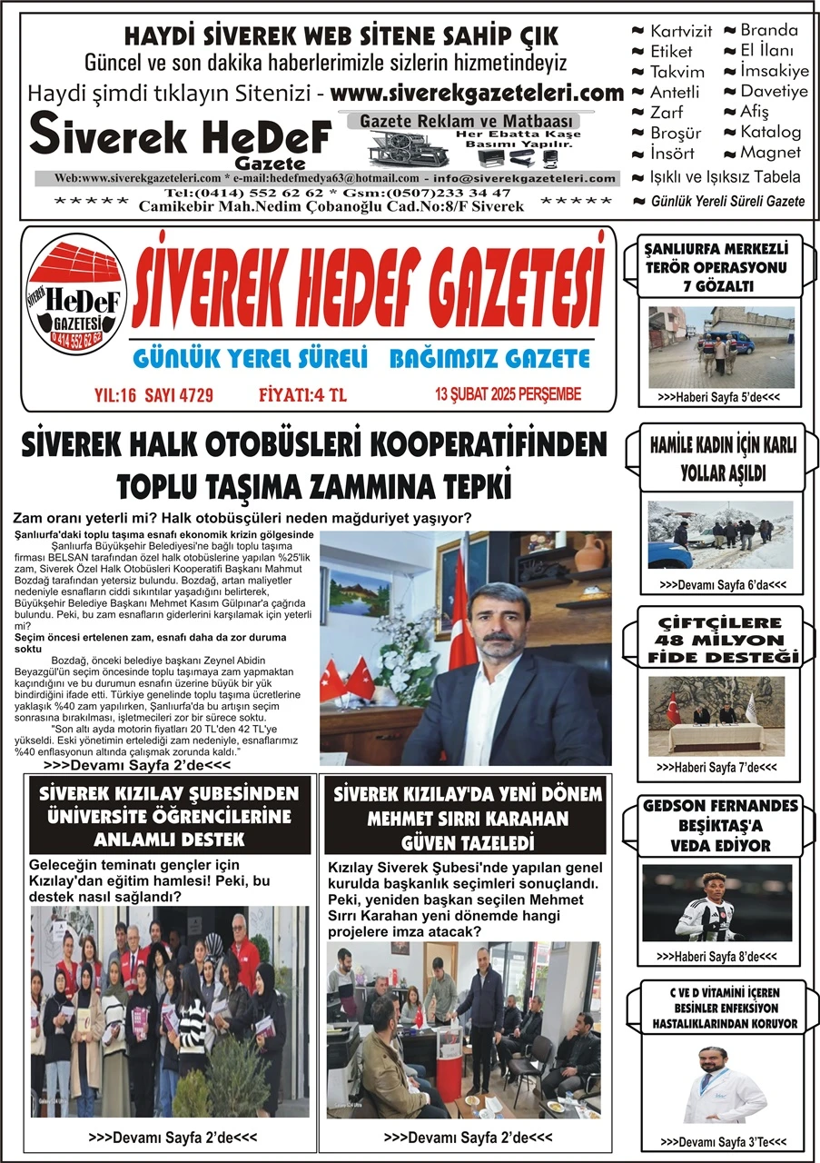 13.02.2025 Tarihli Gazetemiz