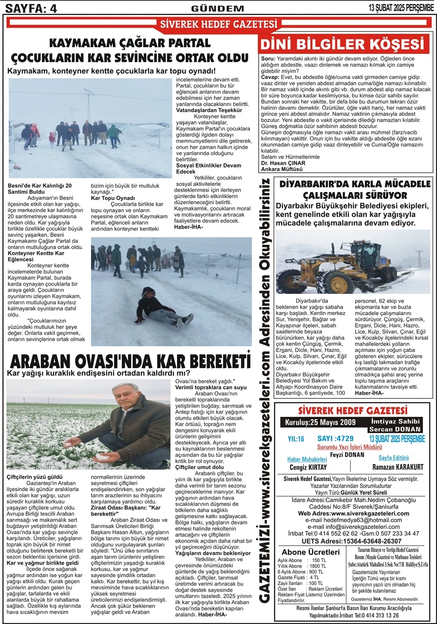 13.02.2025 Tarihli Gazetemiz