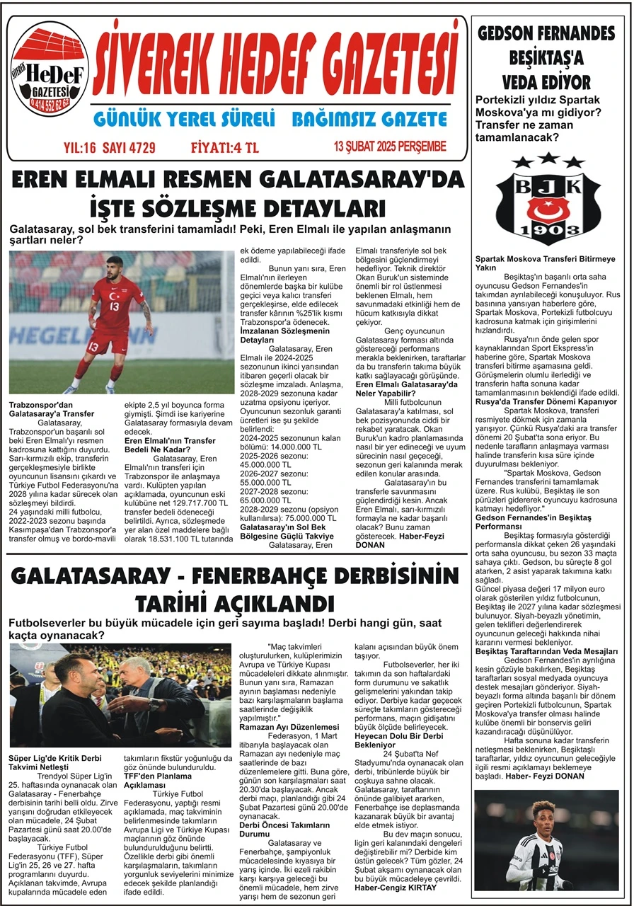 13.02.2025 Tarihli Gazetemiz