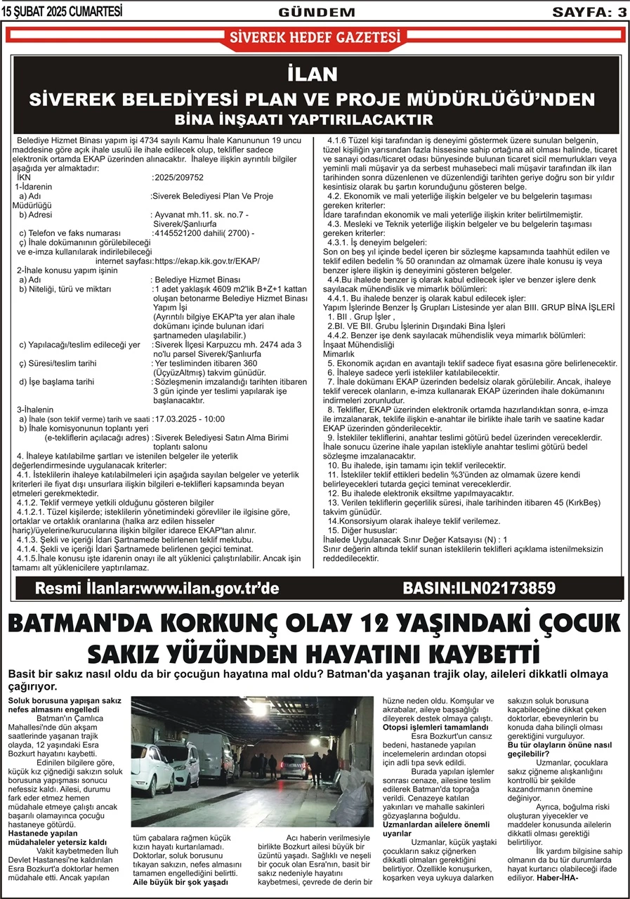 15.02.2025 Tarihli Gazetemiz