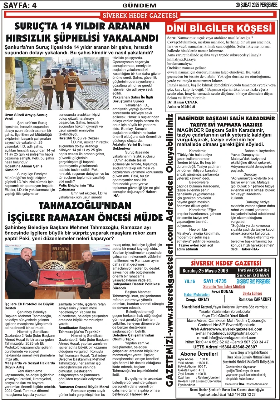 20.02.2025 Tarihli Gazetemiz