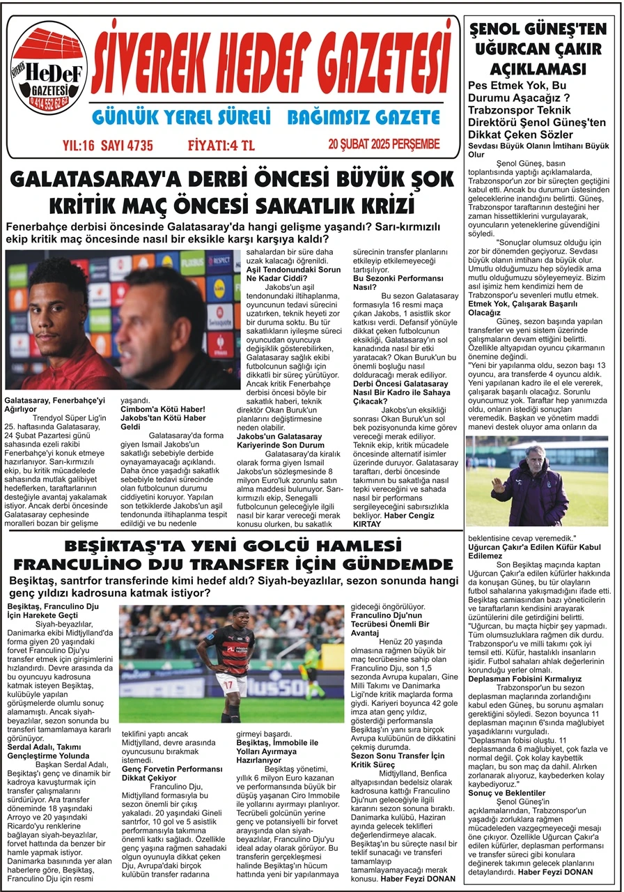 20.02.2025 Tarihli Gazetemiz