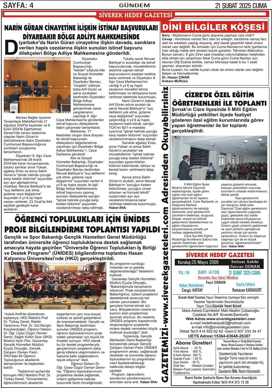 21.02.2025 Tarihli Gazetemiz