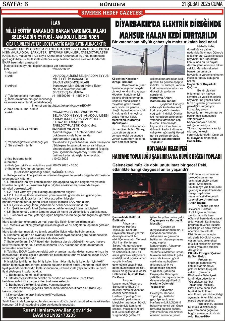 21.02.2025 Tarihli Gazetemiz