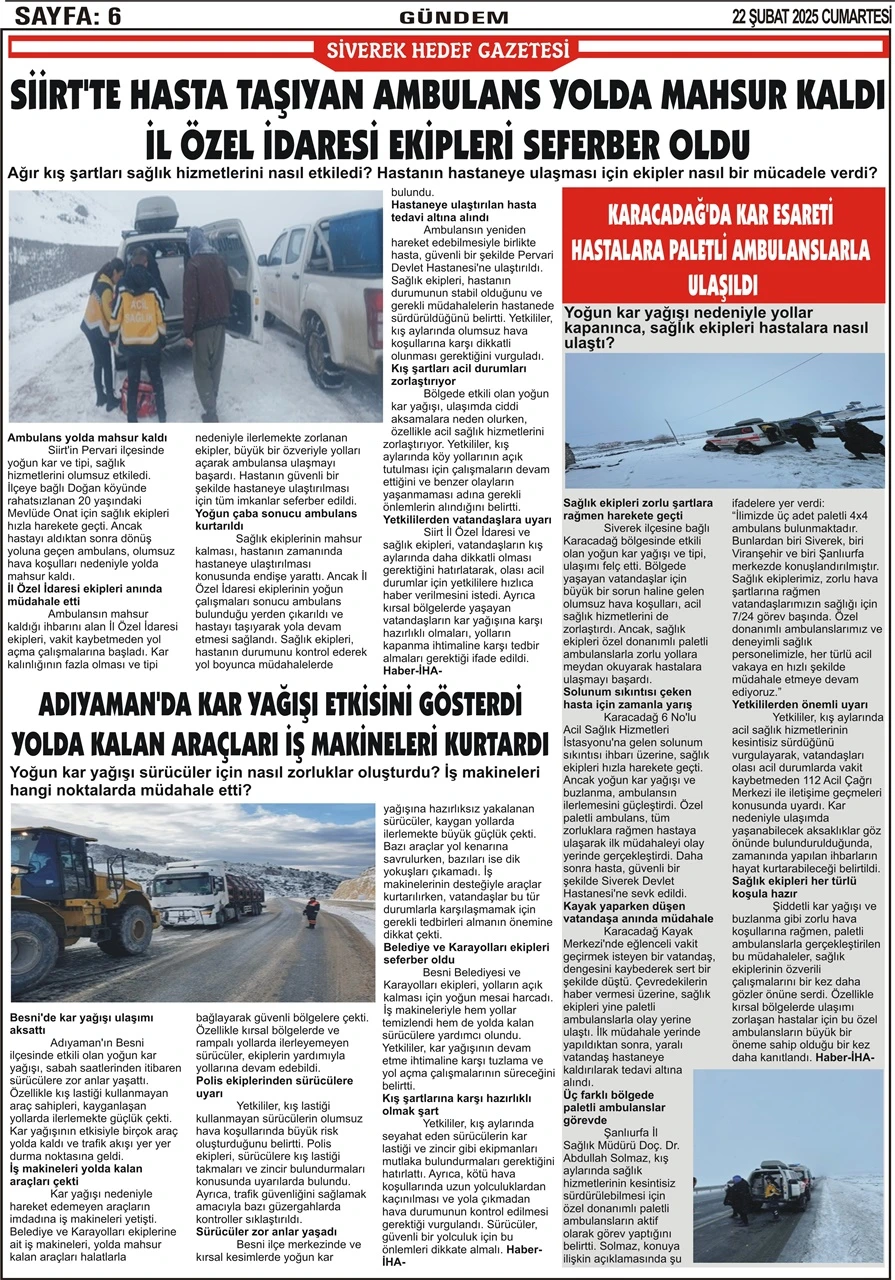 22.02.2025 Tarihli  Gazetemiz