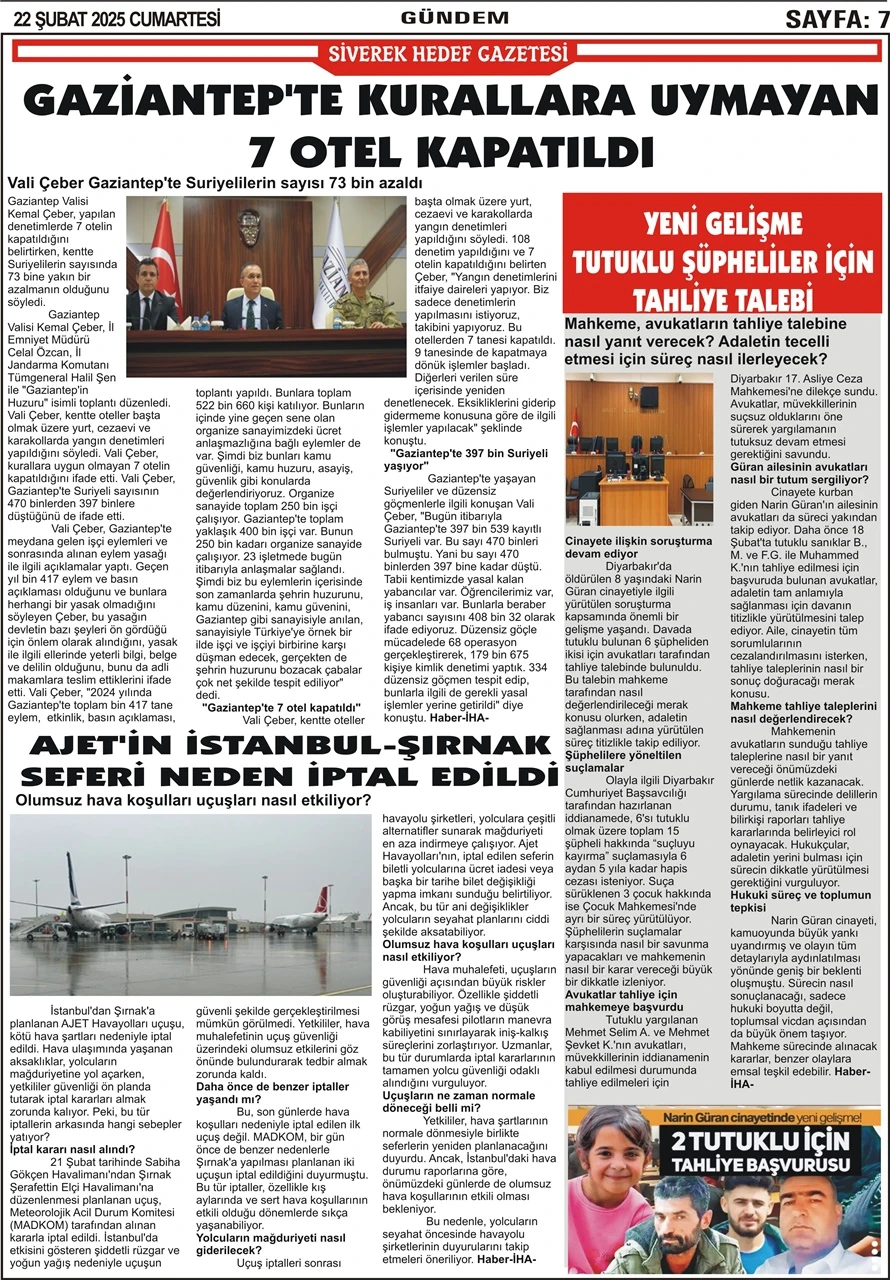 22.02.2025 Tarihli  Gazetemiz