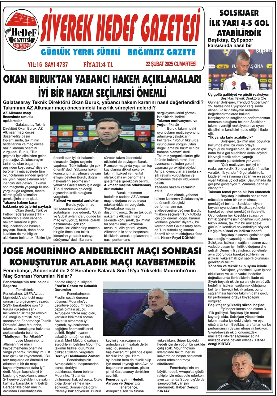 22.02.2025 Tarihli  Gazetemiz