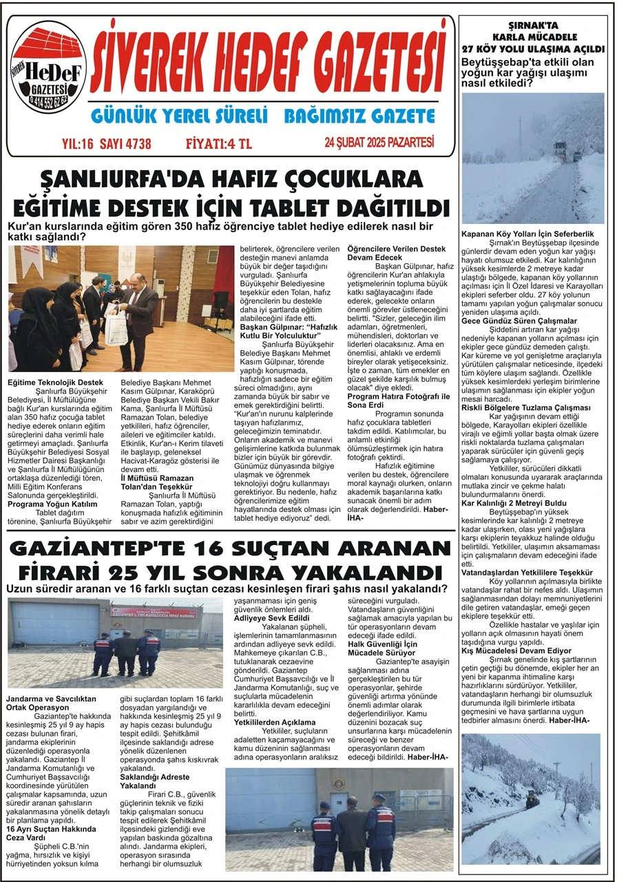 24.02.2025 Tarihli Gazetemiz