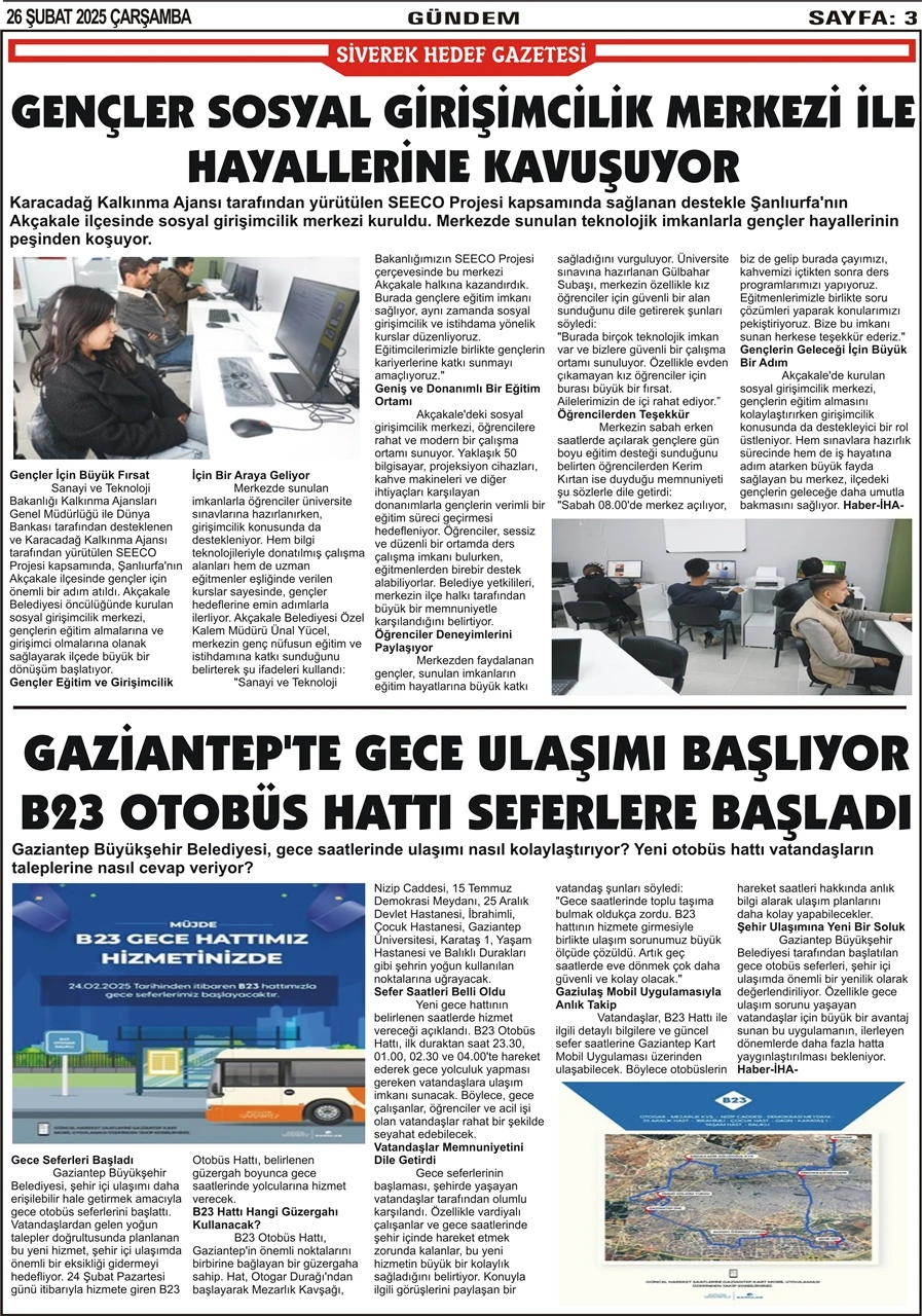 26.02.2025 Tarihli Gazetemiz