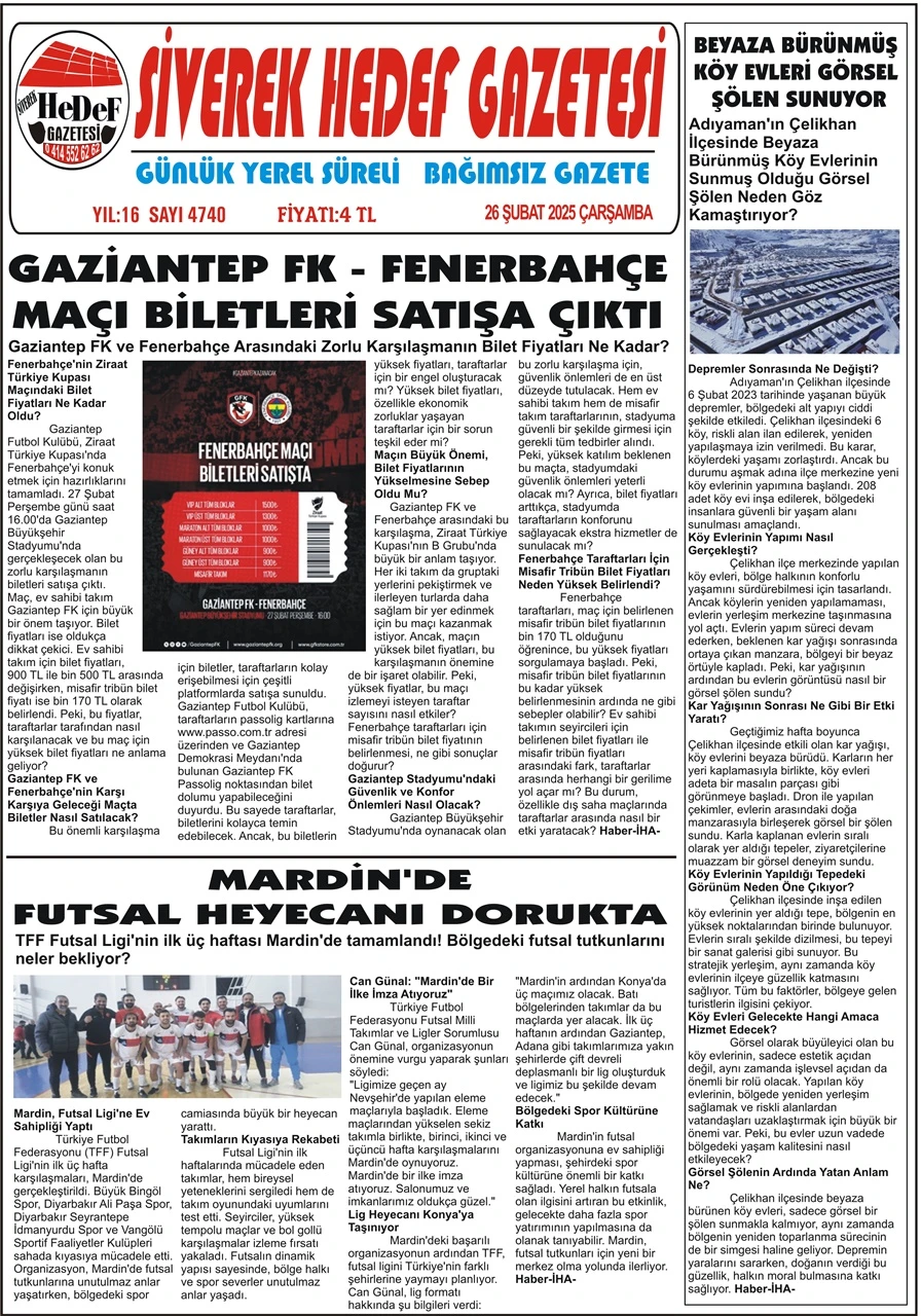 26.02.2025 Tarihli Gazetemiz