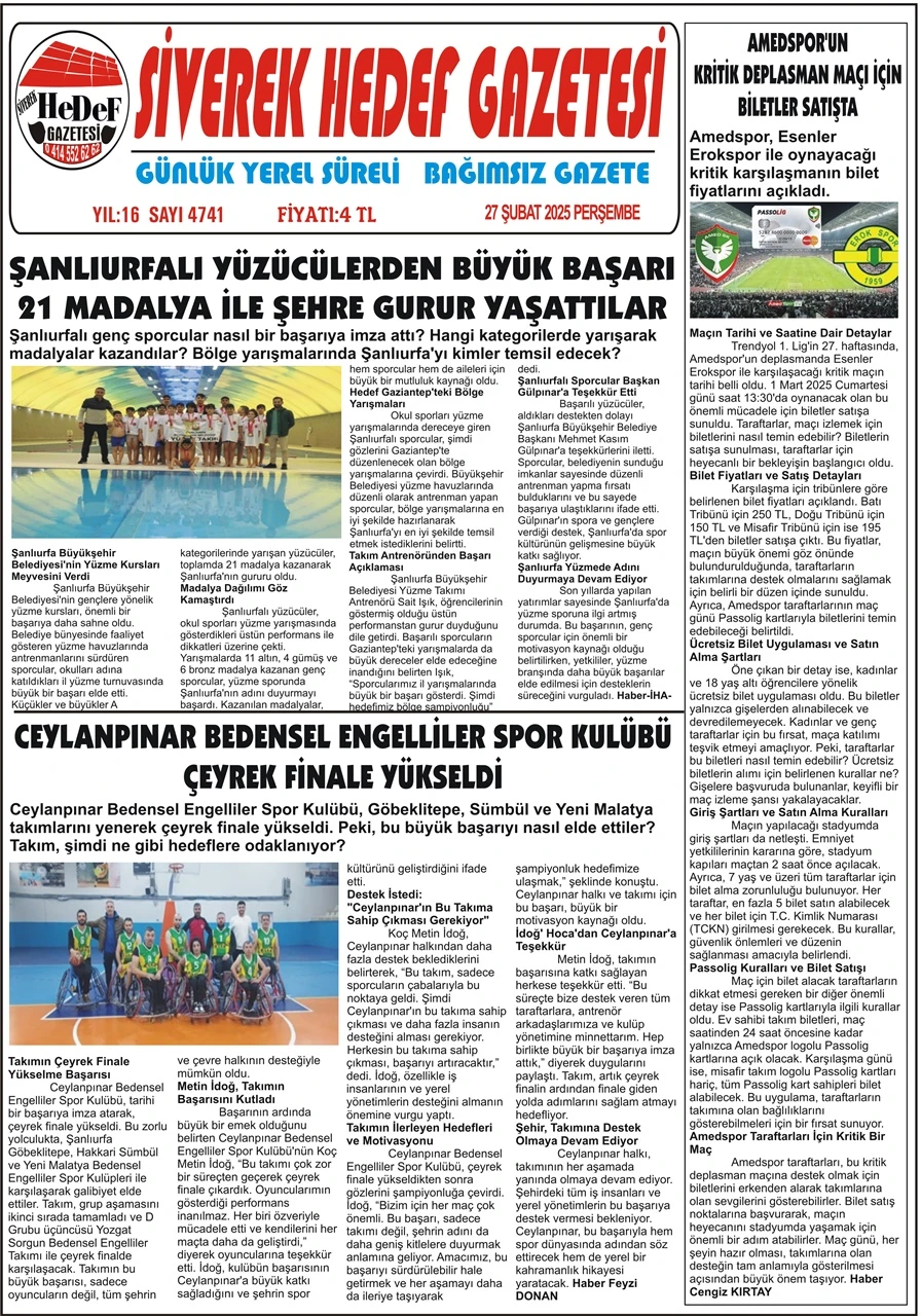 27.02.2025 Tarihli Gazetemiz