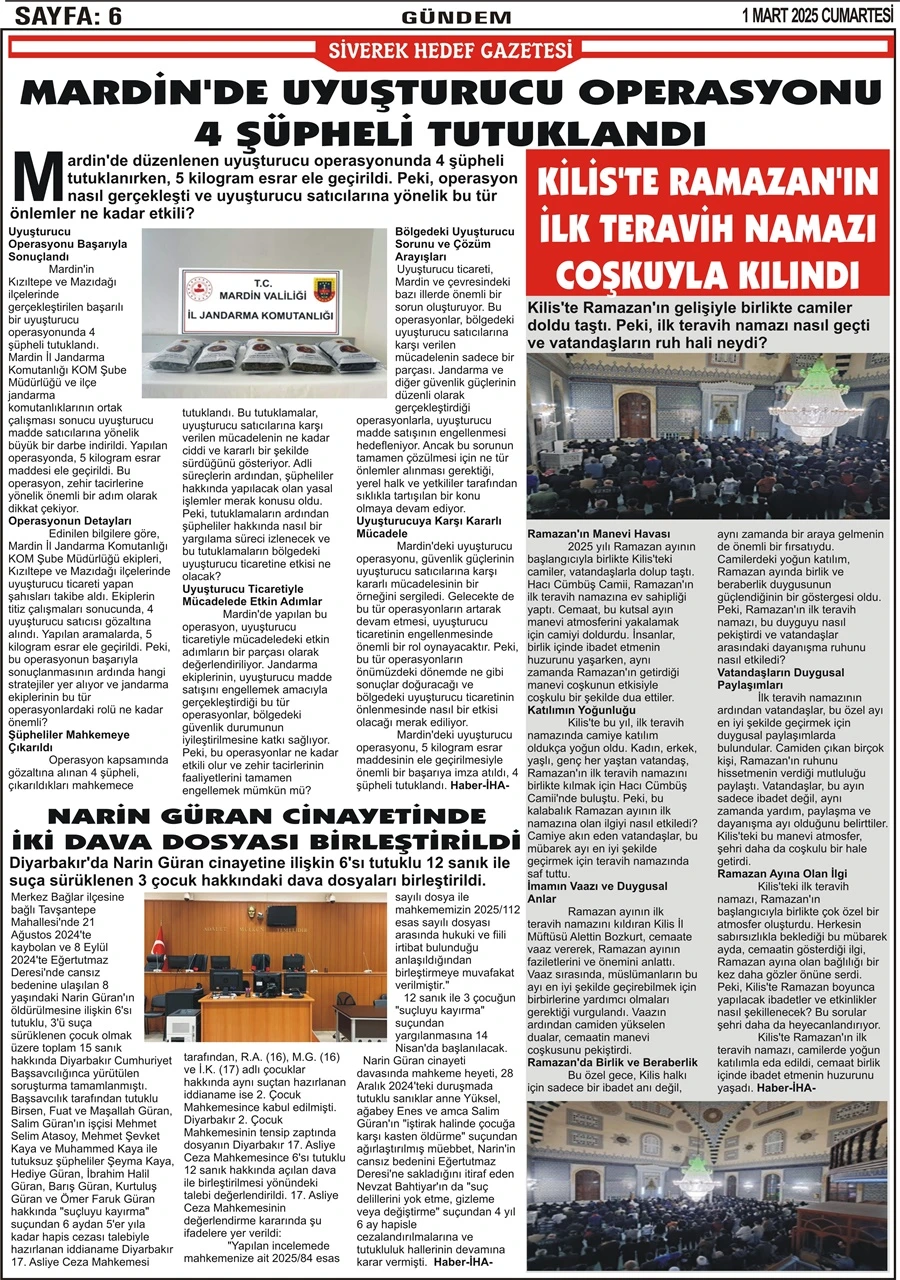 1.03.2025 Tarihli Gazetemiz