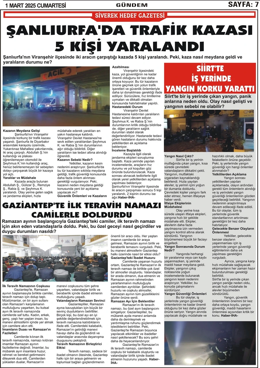 1.03.2025 Tarihli Gazetemiz