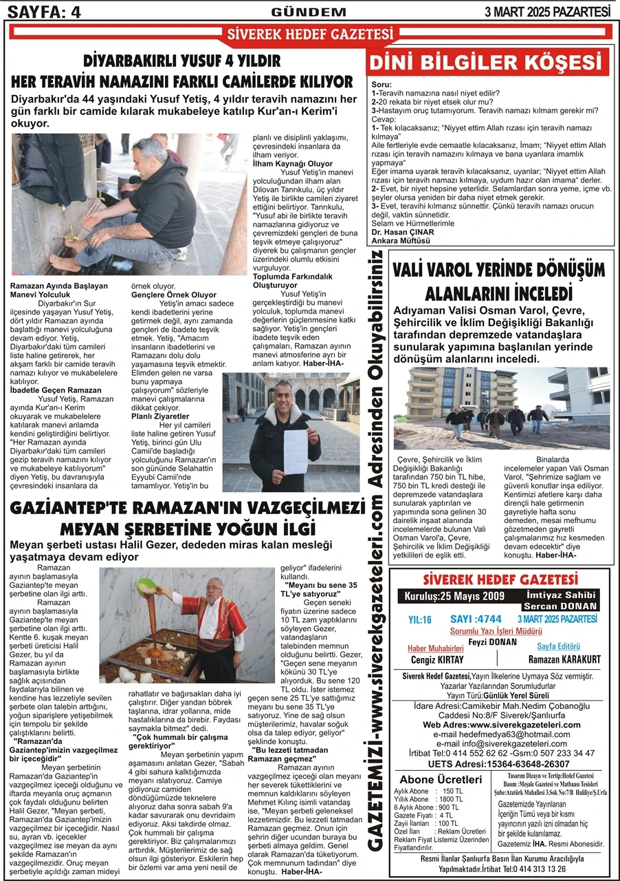 3.03.2025 Tarihli Gazetemiz