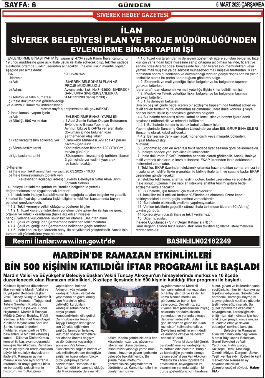 5.03.2025 Tarihli Gazetemiz