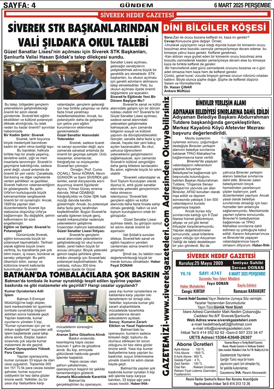 6.03.2025 Tarihli Gazetemiz