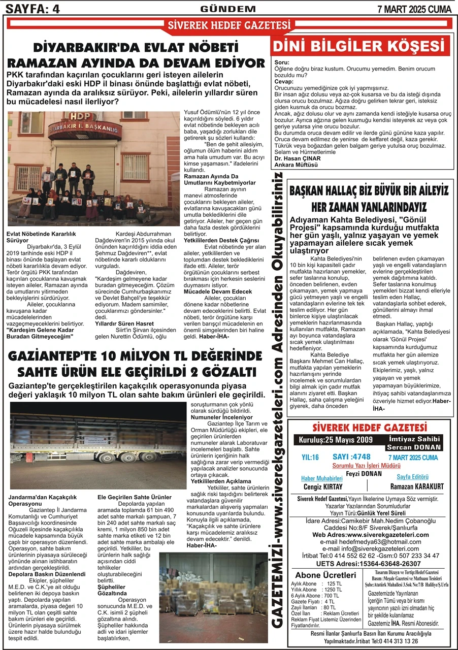 7.03.2025 Tarihli Gazetemiz