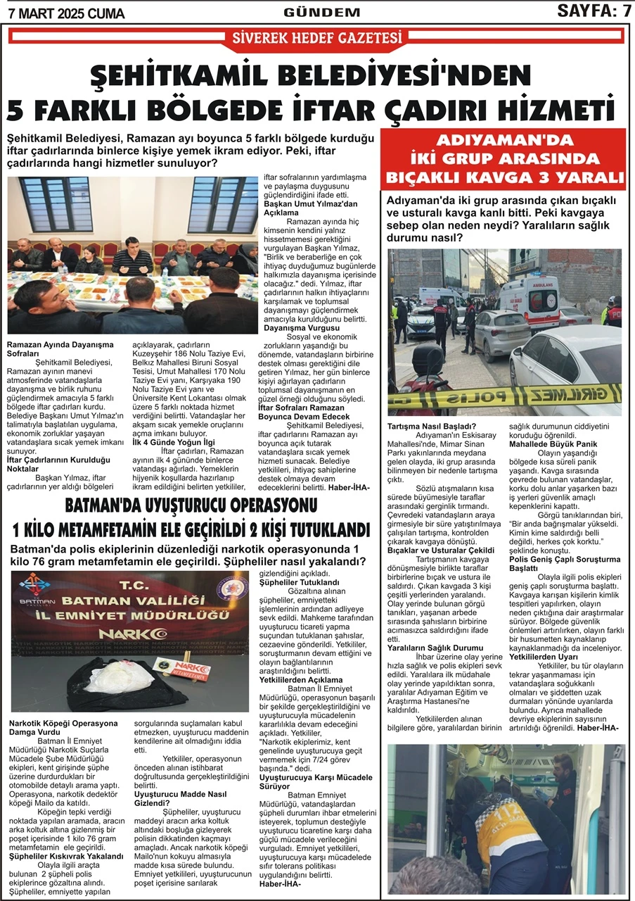 7.03.2025 Tarihli Gazetemiz