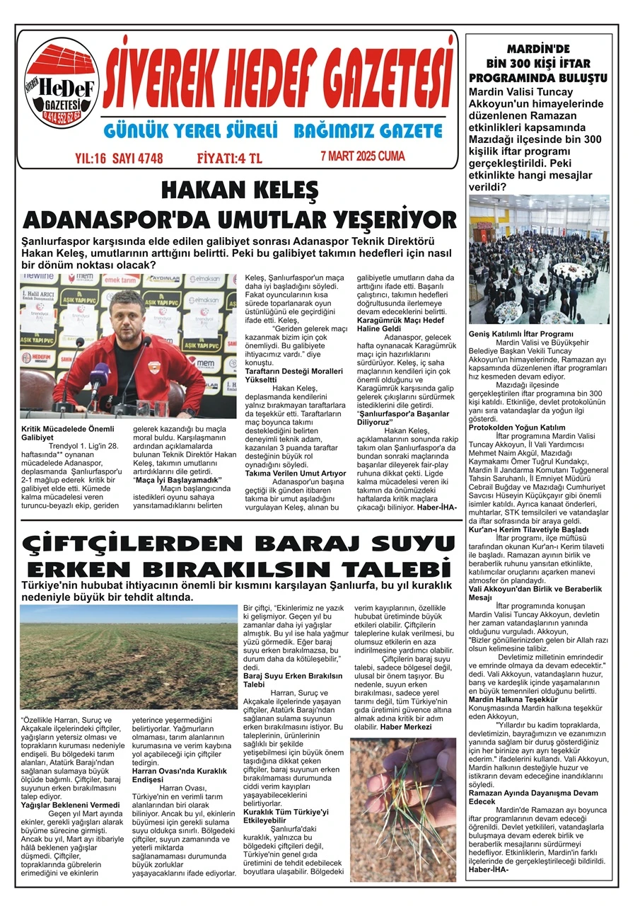 7.03.2025 Tarihli Gazetemiz