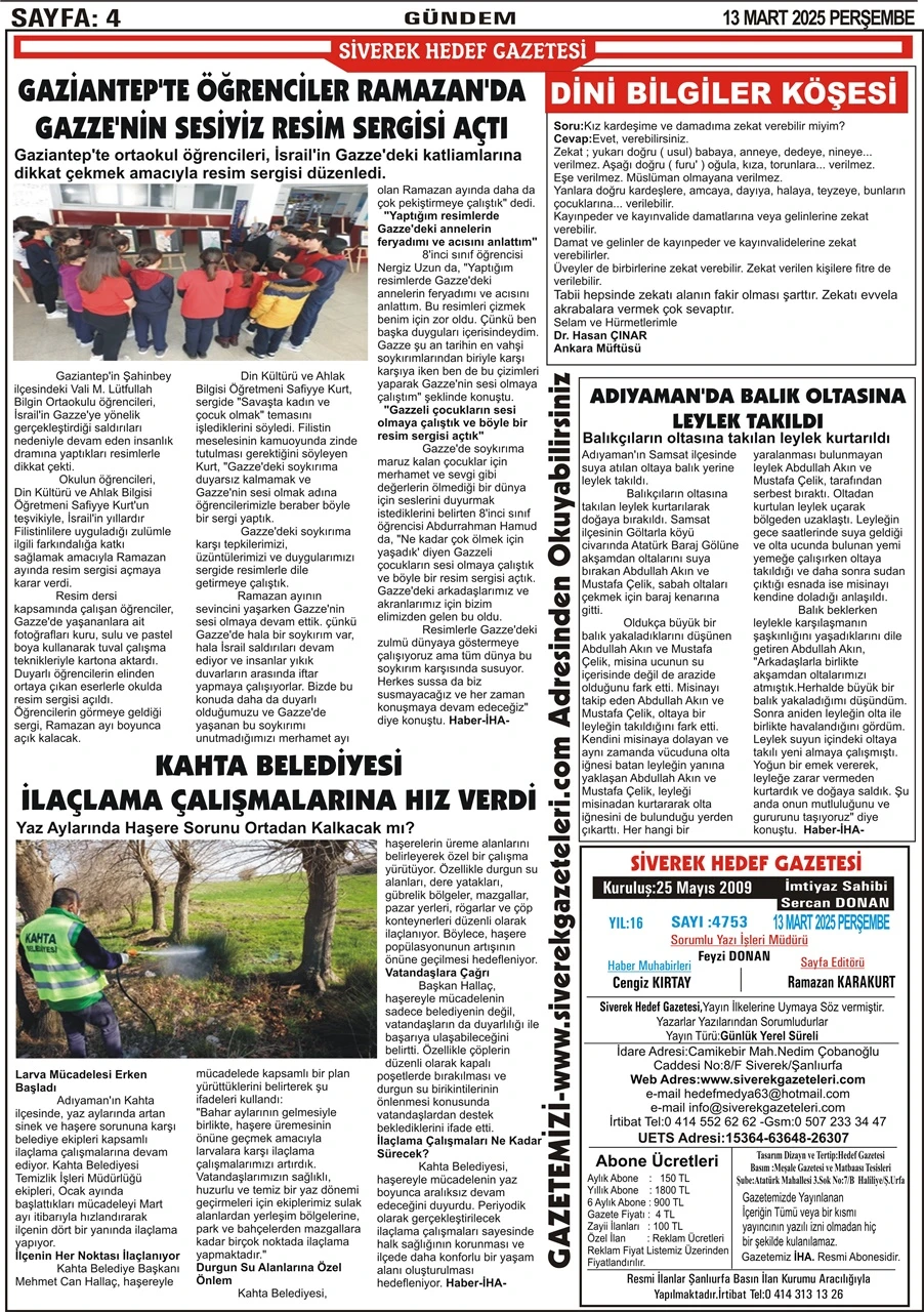 13.03.2025 Tarihli Gazetemiz