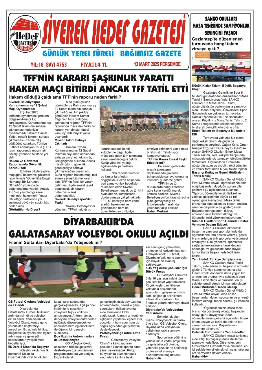 13.03.2025 Tarihli Gazetemiz