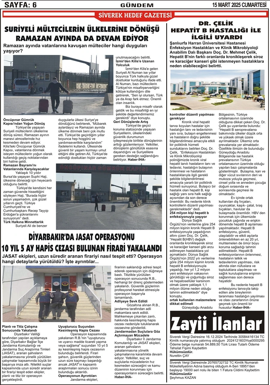 15.03.2025 Tarihli Gazetemiz