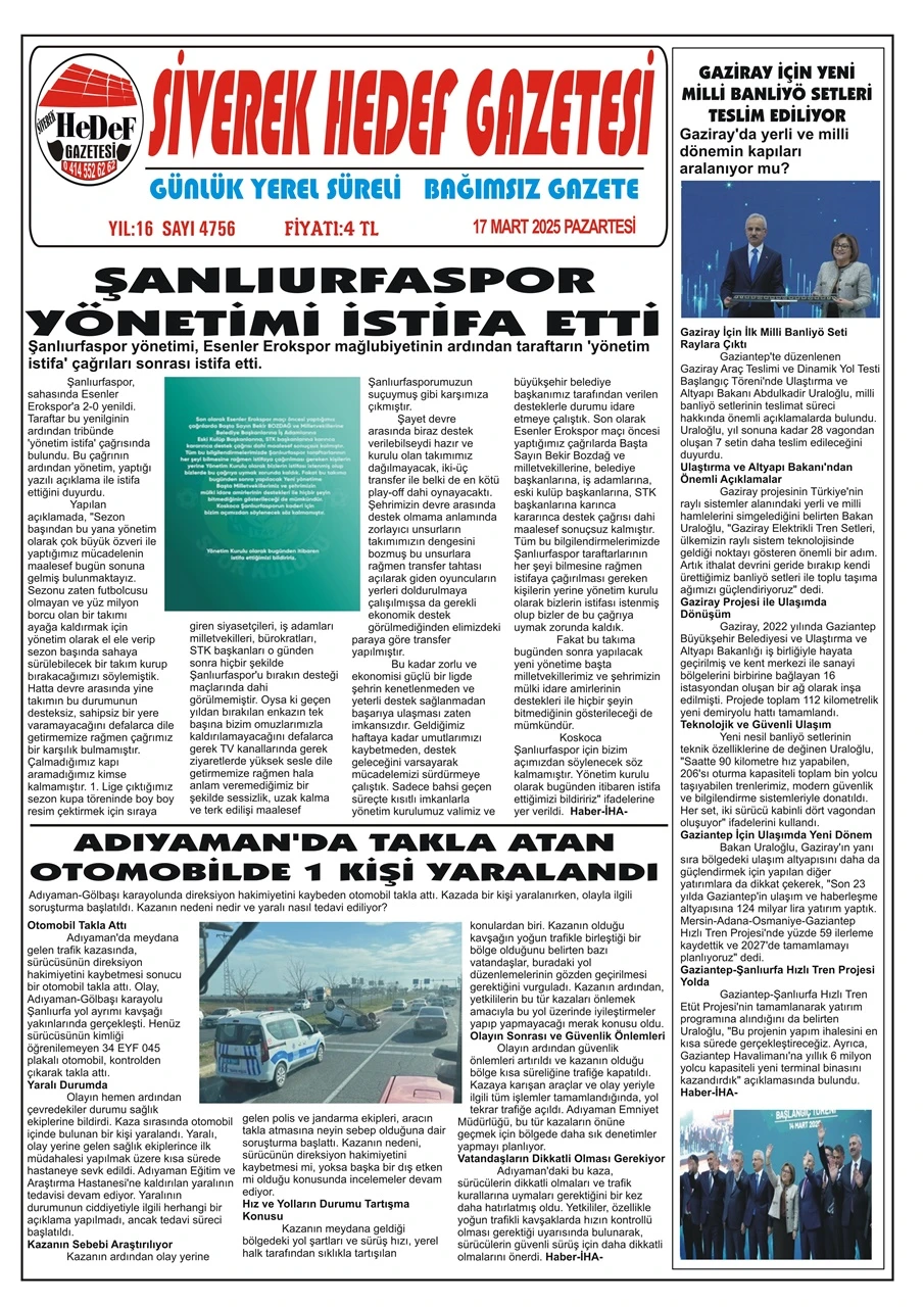 17.03.2025 Tarihli Gazetemiz