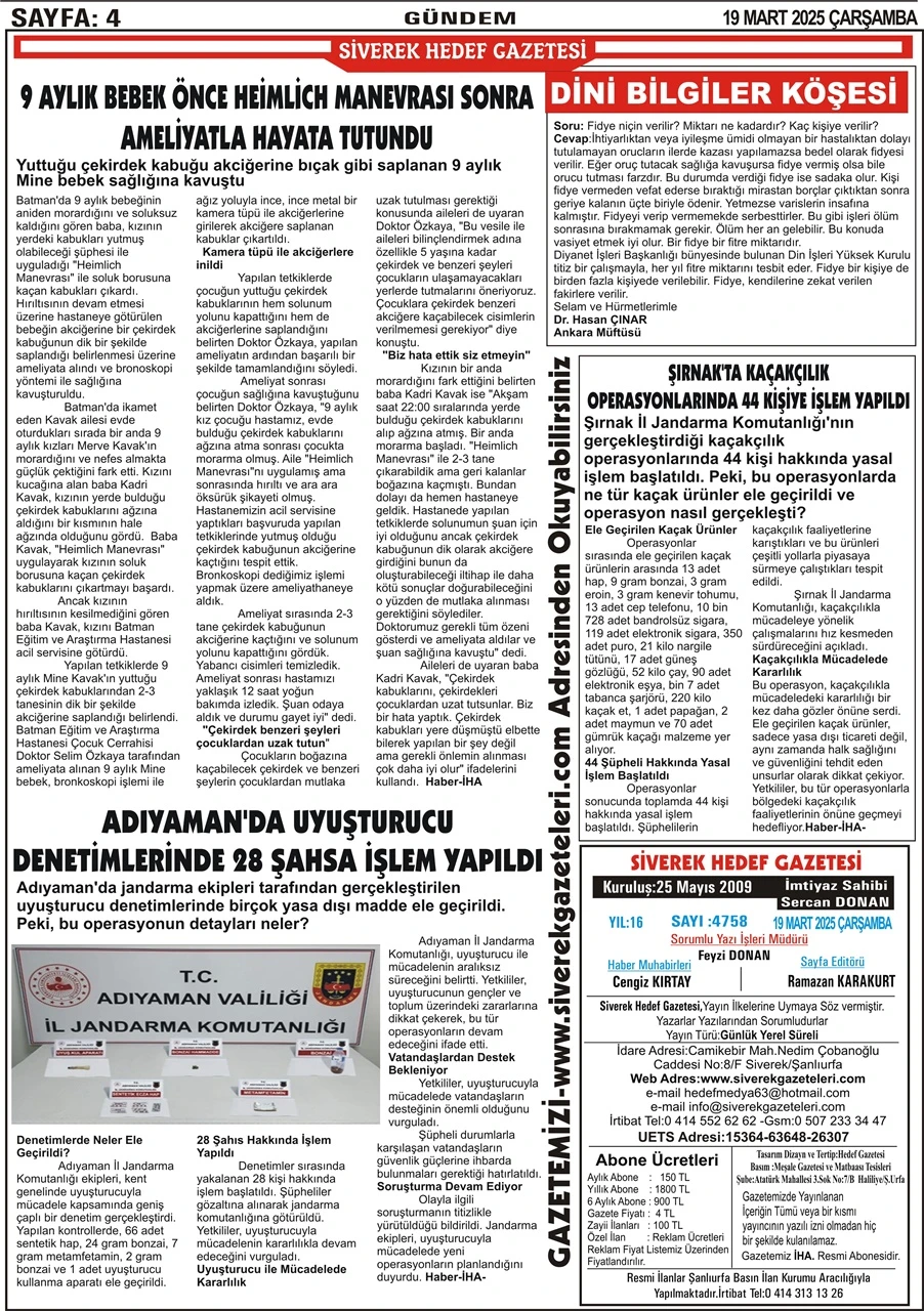 19.03.2025 Tarihli Gazetemiz