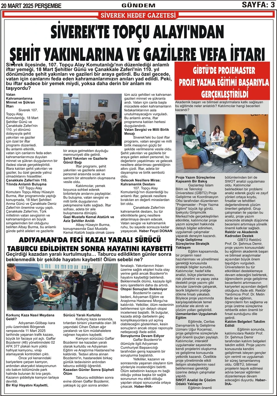 20.03.2025 Tarihli Gazetemiz