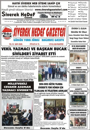 9.09.2024 Tarihli Gazetemiz