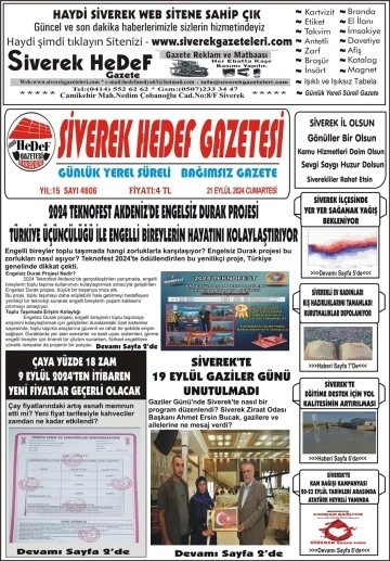 21.09.2024 Tarihli Gazetemiz