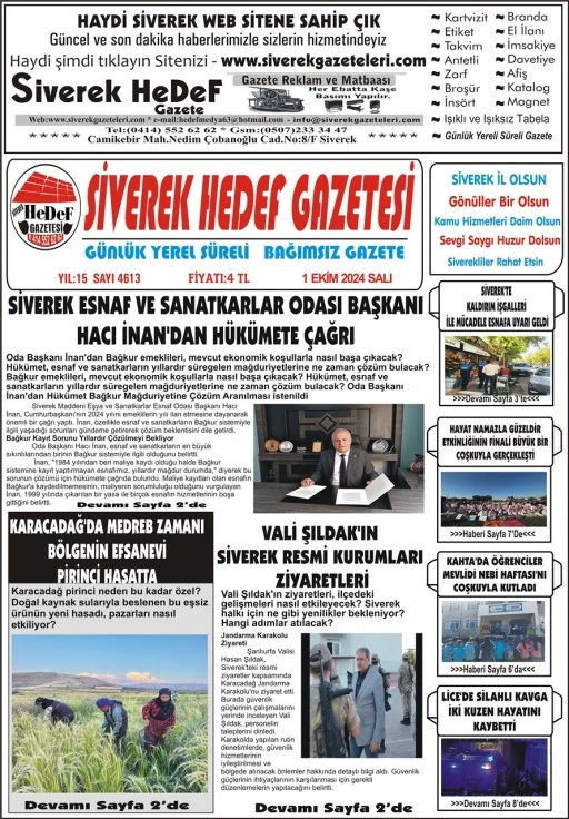 1.10.2024 Tarihli Gazetemiz