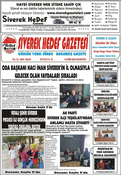 14.10.2024 Tarihli Gazetemiz