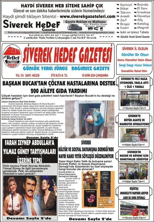 16.10.2024 Tarihli Gazetemiz