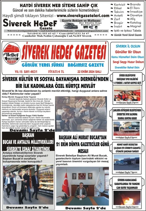 22.10.2024 Tarihli Gazetemiz 