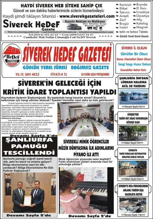 24.10.2024 Tarihli Gazetemiz