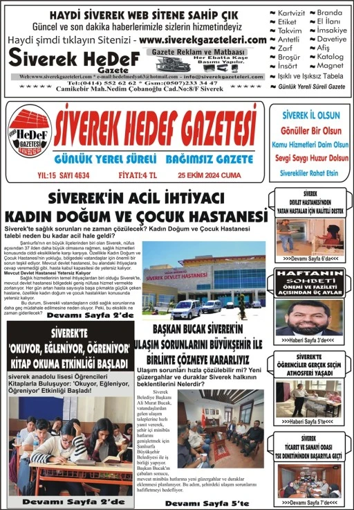 25.10.2024 Tarihli Gazetemiz