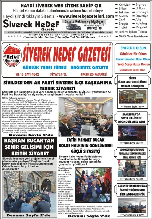 4.11.2024 Tarihli Gazetemiz