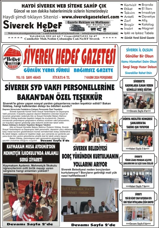 7.11.2024 Tarihli Gazetemiz 